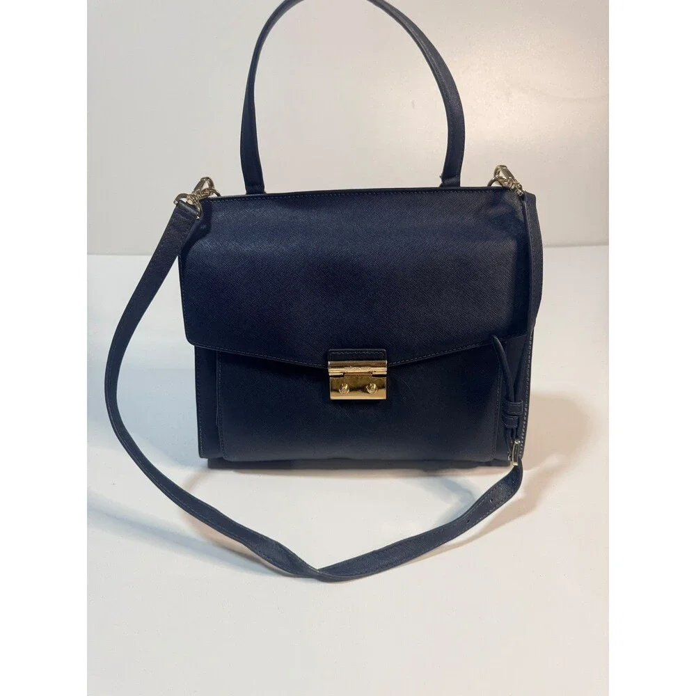 Michael Kors Saffiano Black Leather Crossbody Stachel Bag